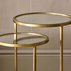 Nkuku Iron & Glass Brass Side Table